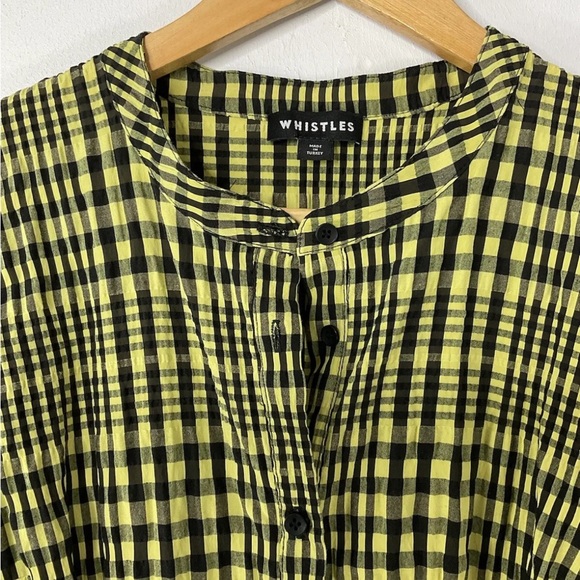Whistles Nora Gingham Check Midi Dress UK 10 Yellow Seersucker Belted - Picture 4 of 5